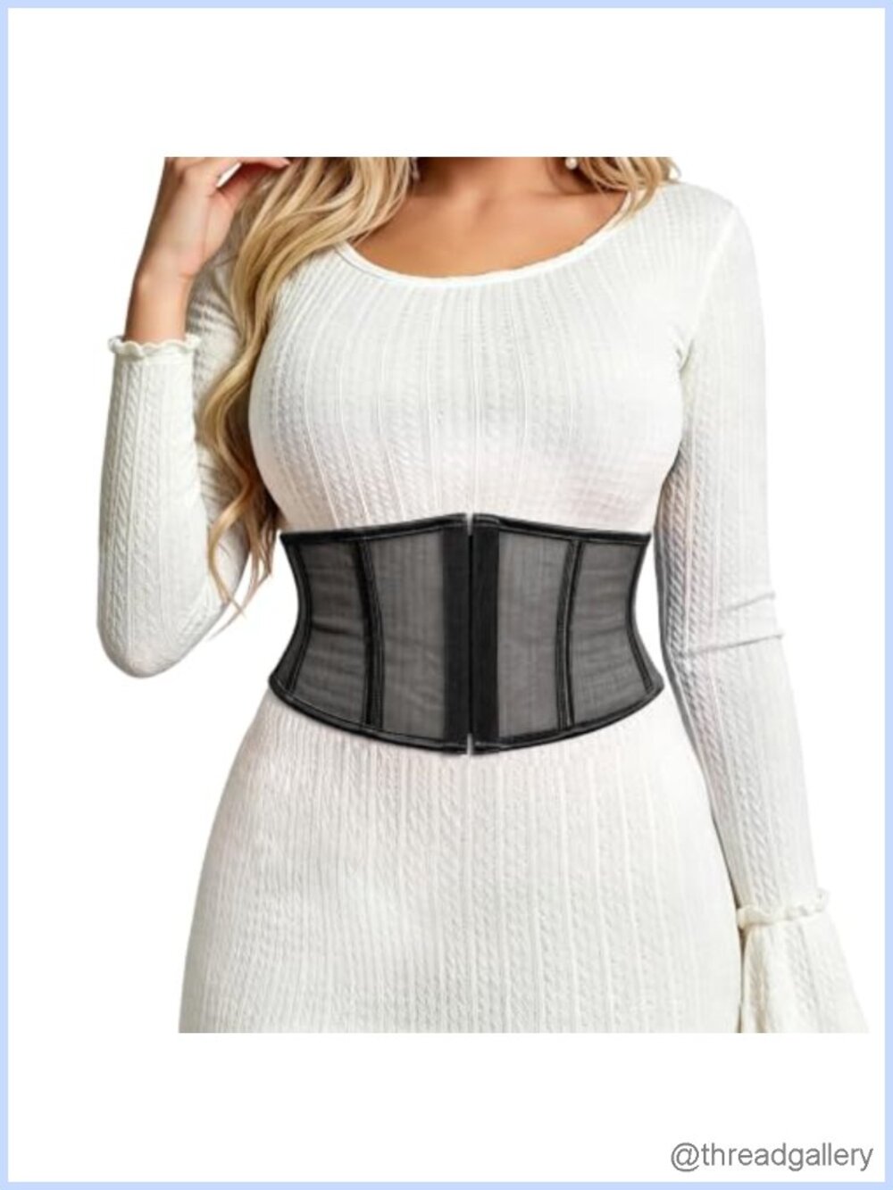Mesh Corset Belt Underbust Transparent Lace Up Waist Cincher Steampunk Costume